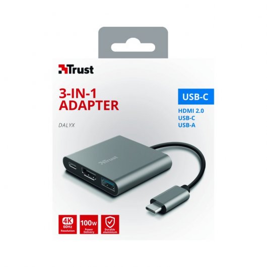 Trust Dalyx USB 3.2 Gen 1 (3.1 Gen 1) Type-C Alluminio, Nero