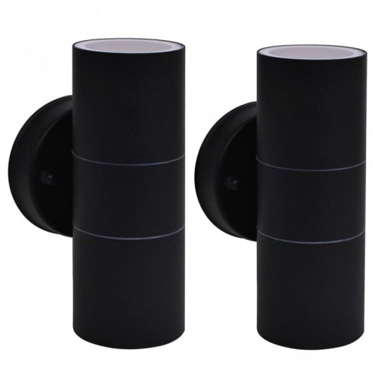 VidaXL Pacote de 2 Candeeiros de Parede Cilíndricos para Exterior GU10 Preto