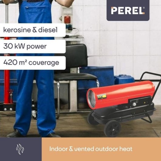Aquecedor a Diesel Perel FT130C 30 kW Rodas Termostato Manual