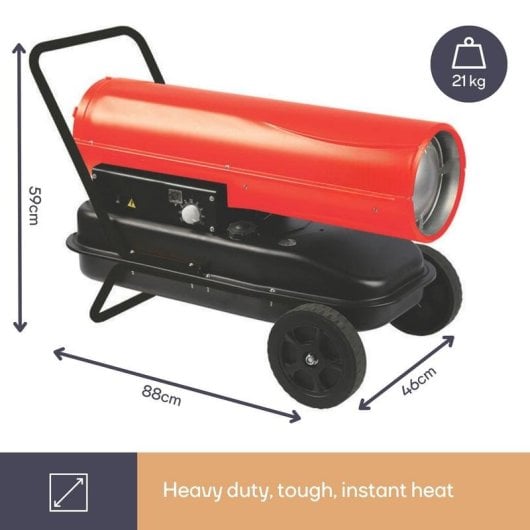 Aquecedor a Diesel Perel FT130C 30 kW Rodas Termostato Manual