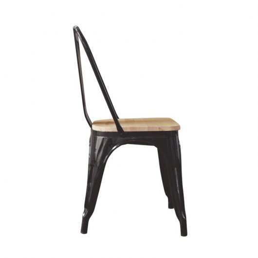 Thinia Home Strong Pack 4 Sillas Industriales con Asiento de Madera Negras