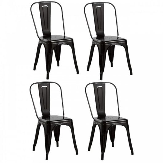 Thinia Home Strong Pack 4 Sillas Industriales Negras