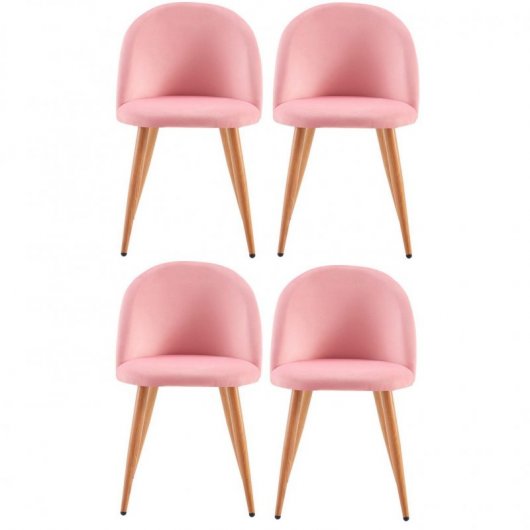 Thinia Home Fuchs Pack 4 Sillas de Comedor Terciopelo Rosa