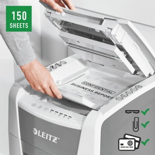 Leitz IQ Autofeed Office 150 P4 Automatischer Aktenvernichter Partikelschnitt