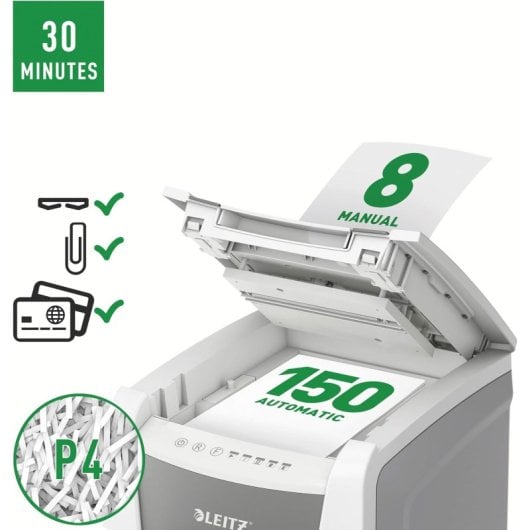 Leitz IQ Autofeed Office 150 P4 Automatischer Aktenvernichter Partikelschnitt