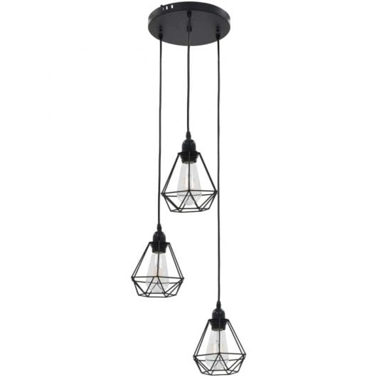 Lampada a sospensione VidaXL Rombo 3xE27 Nera