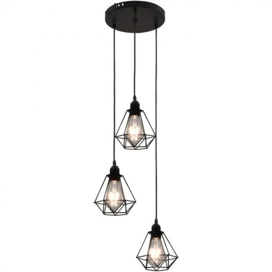 Lampada a sospensione VidaXL Rombo 3xE27 Nera