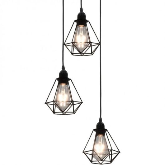 Lampada a sospensione VidaXL Rombo 3xE27 Nera