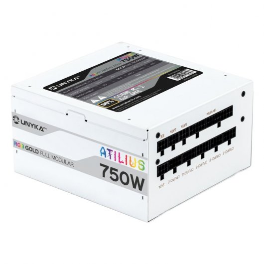 UNYKAch Atilius RGB Fuente de Alimentación 750W Eficiencia 90% Full Modular Blanca