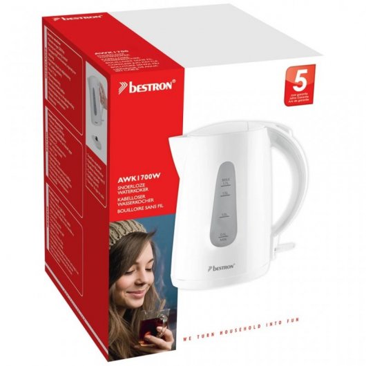 Bestron AWK1700W Hervidor de Agua 2200W 1.7L Blanco