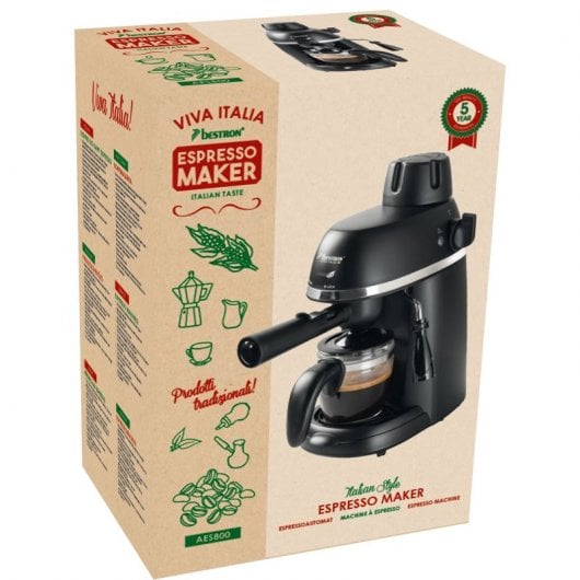 Bestron AES800 Cafetera Espresso 3.5 Bares 800W Negro