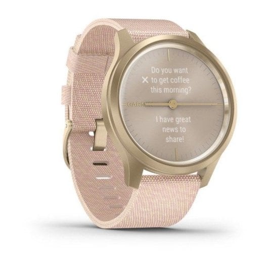 Garmin Vívomove Style Reloj Smartwatch Híbrido Aluminio Dorado con Correa de Nailon Tejido Rosa