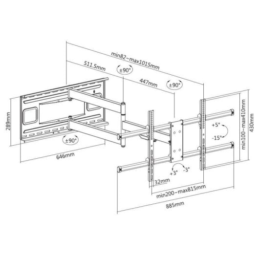 Equip 650327 Suporte de Parede para TV de 43" a 80" VESA 800X400 Max. 50Kg