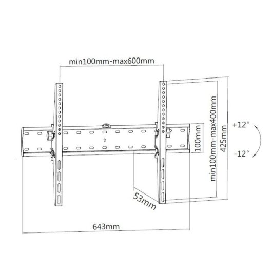 Equip 650332 Support mural inclinable pour téléviseur 37 "-70" VESA 600X400 Max. 40Kg
