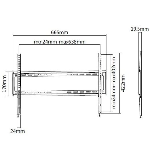 Equip 650333 Support mural pour TV 37 "-70" VESA 600x400 Max. 35Kg