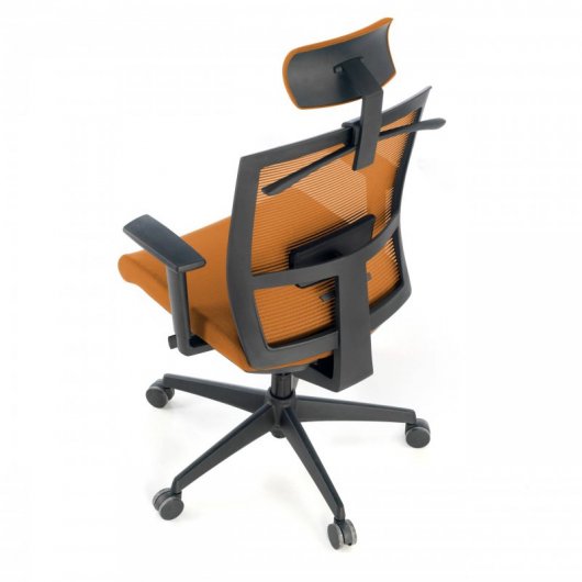 Ofiprix Kendo Silla de Oficina Transpirable con Reposacabezas Naranja