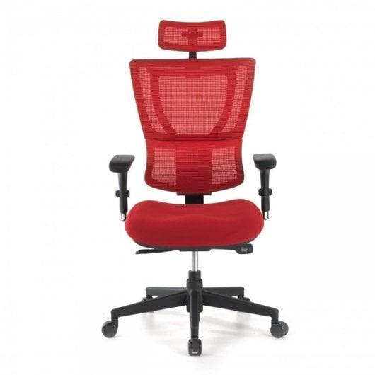 Ofiprix Android Silla de Oficina Transpirable con Reposacabezas Roja