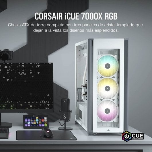 Corsair iCUE 7000X RGB Cristal Templado USB 3.0 Blanca