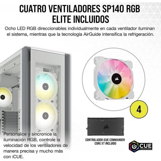 Corsair iCUE 7000X RGB Cristal Templado USB 3.0 Blanca
