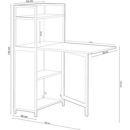 Adec Shelf Estantería con Mesa Plegable 62x120x30cm Roble Salvaje/Negro