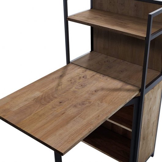 Adec Shelf Estantería con Mesa Plegable 62x120x30cm Roble Boreal/Negro