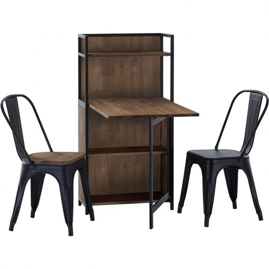 Adec Shelf Estantería con Mesa Plegable 62x120x30cm Roble Boreal/Negro