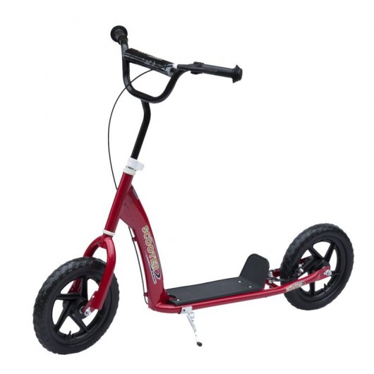 Homcom Scooter Patinete con Freno y Manillar Ajustable Rojo