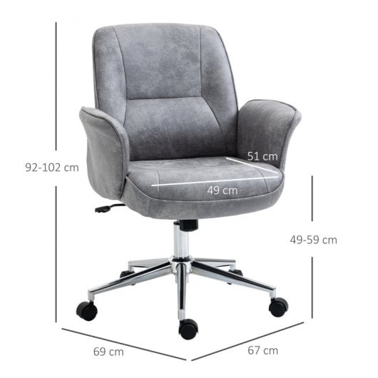 Vinsetto Silla de Oficina con Reposabrazos Acolchados Gris