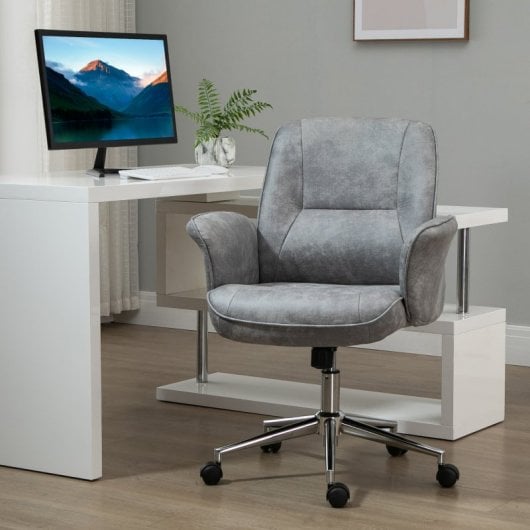Vinsetto Silla de Oficina con Reposabrazos Acolchados Gris