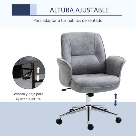 Vinsetto Silla de Oficina con Reposabrazos Acolchados Gris