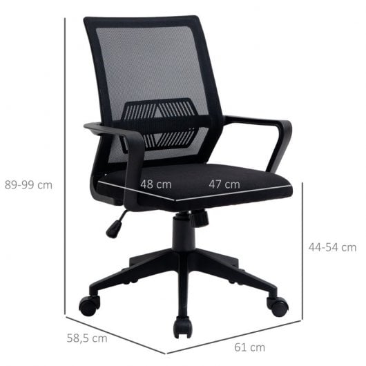 Vinsetto Silla de Oficina Transpirable con Reposabrazos Negra