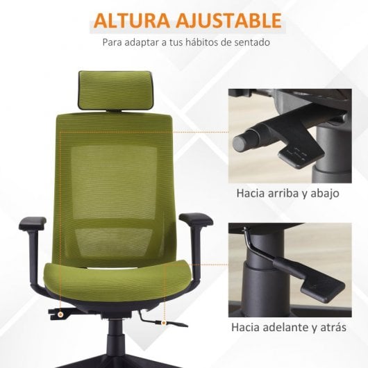 Vinsetto Silla de Oficina con Reposacabezas Verde