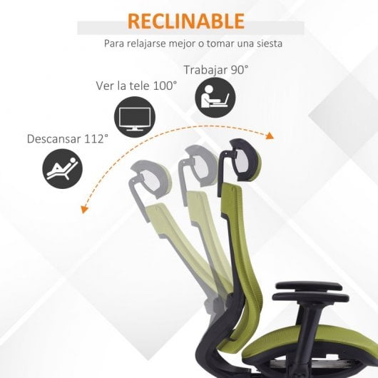 Vinsetto Silla de Oficina con Reposacabezas Verde