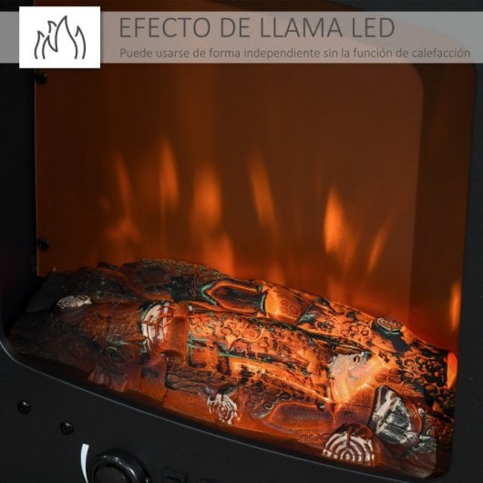 HomCom Chimenea Eléctrica Portátil con Llama Simulada 1800W