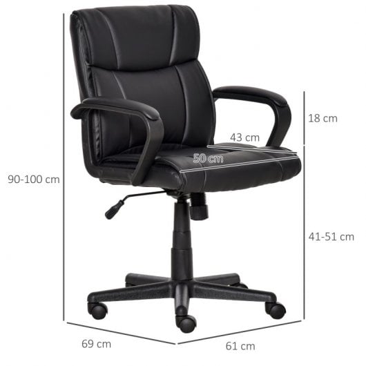 Vinsetto Silla de Oficina con Reposabrazos Acolchado Negra