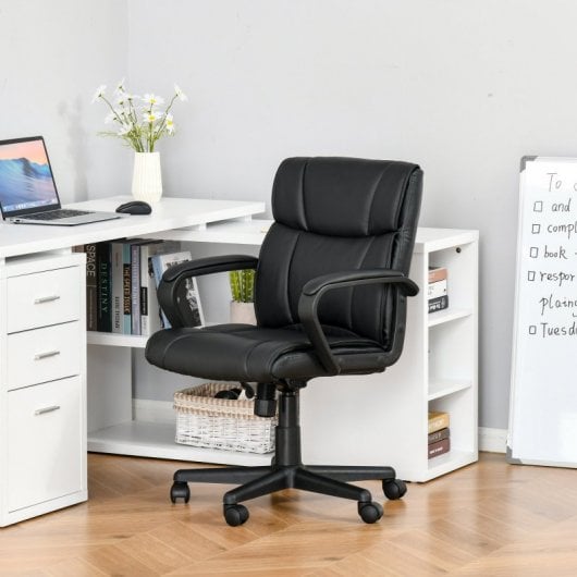 Vinsetto Silla de Oficina con Reposabrazos Acolchado Negra