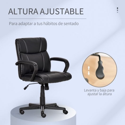 Vinsetto Silla de Oficina con Reposabrazos Acolchado Negra