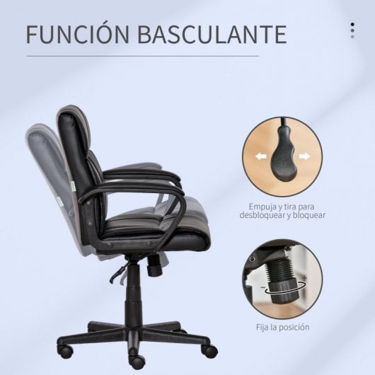 Vinsetto Silla de Oficina con Reposabrazos Acolchado Negra