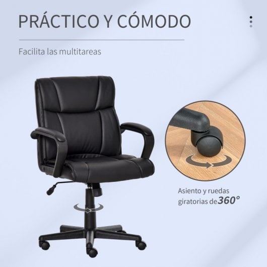 Vinsetto Silla de Oficina con Reposabrazos Acolchado Negra