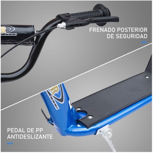 Homcom Scooter Patinete con Freno y Manillar Ajustable Azul