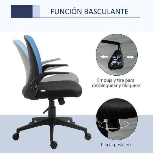 Vinsetto Silla de Oficina con Reposabrazos Azul