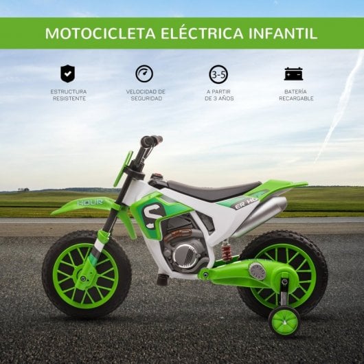 Homcom Moto Eléctrica con Dos Ruedas de Equilibrio Verde