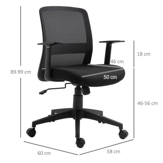 Vinsetto Silla de Oficina con Reposabrazos Regulable Negro