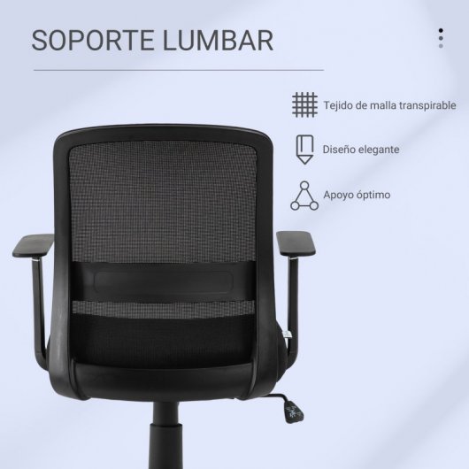 Vinsetto Silla de Oficina con Reposabrazos Regulable Negro