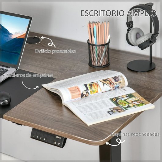 Vinsetto Mesa de Escritorio Eléctrico Elevable Ajustable 40x70x116cm Negro