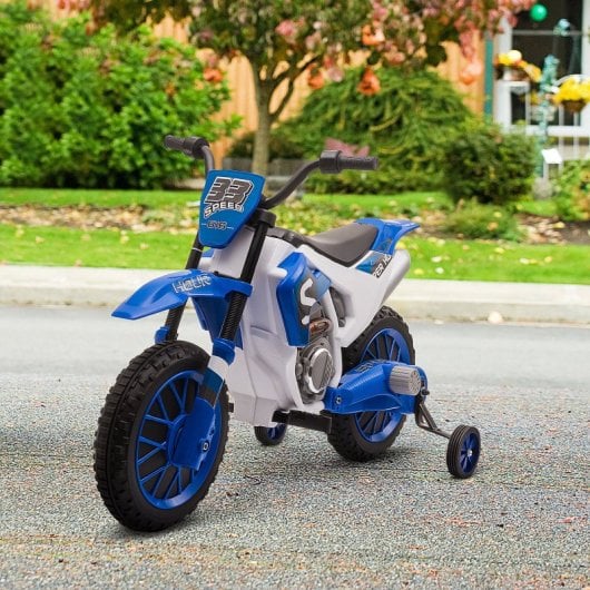Homcom Moto Eléctrica con Dos Ruedas de Equilibrio Azul