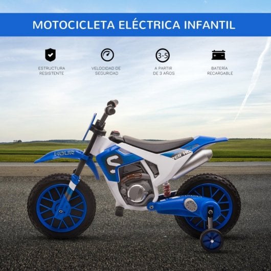 Homcom Moto Eléctrica con Dos Ruedas de Equilibrio Azul