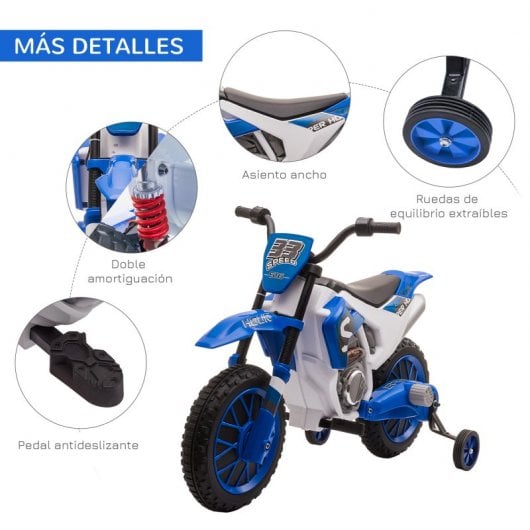 Homcom Moto Eléctrica con Dos Ruedas de Equilibrio Azul