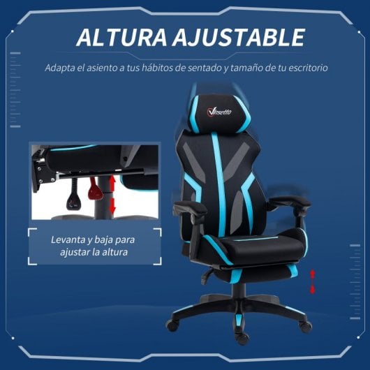 Vinsetto Silla Gaming con Altura Ajustable Azul