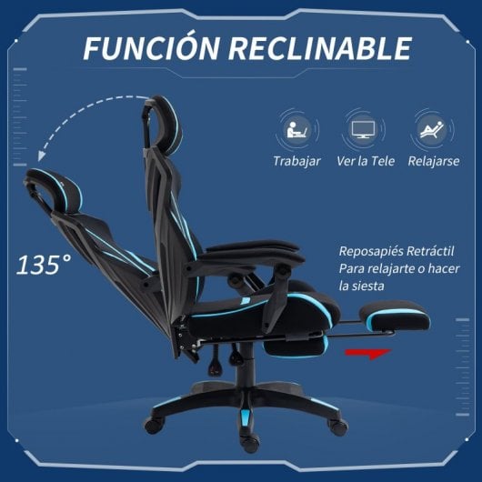 Vinsetto Silla Gaming con Altura Ajustable Azul